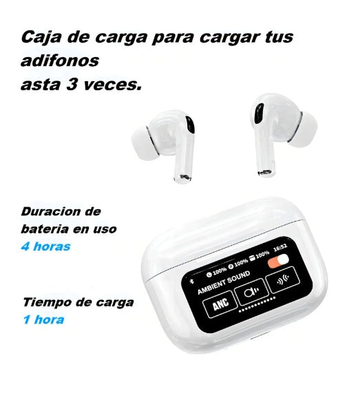 Audífonos Bluetooth Con Pantalla Inalámbricos Blancos