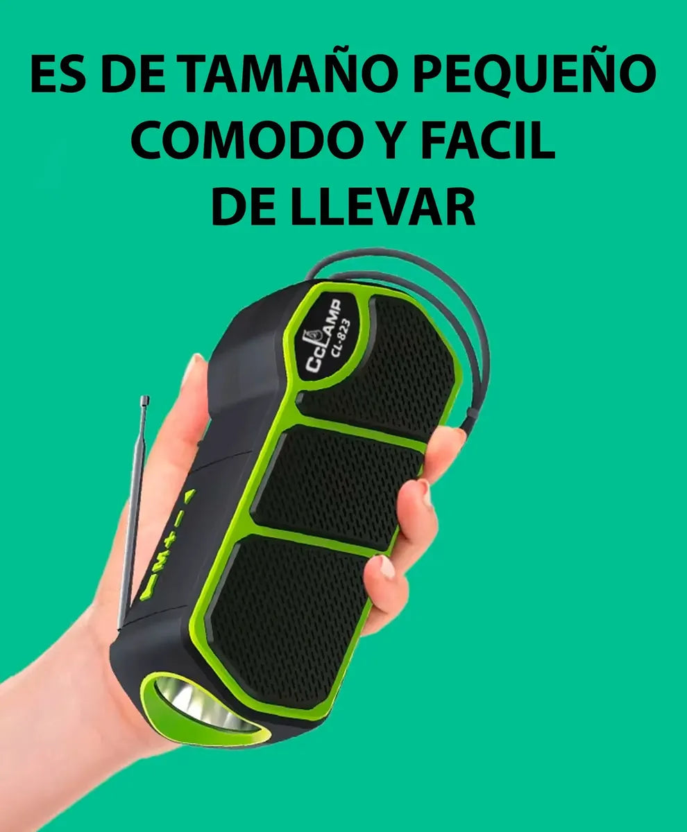 Radio Parlante Solar Recargable Bluetooth Fm Radio + Linterna Usb Cl-823