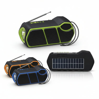 Radio Parlante Solar Recargable Bluetooth Fm Radio + Linterna Usb Cl-823
