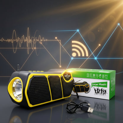 Radio Parlante Solar Recargable Bluetooth Fm Radio + Linterna Usb Cl-823
