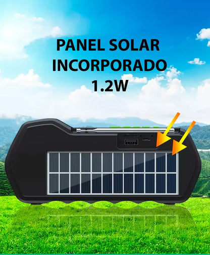 Radio Parlante Solar Recargable Bluetooth Fm Radio + Linterna Usb Cl-823