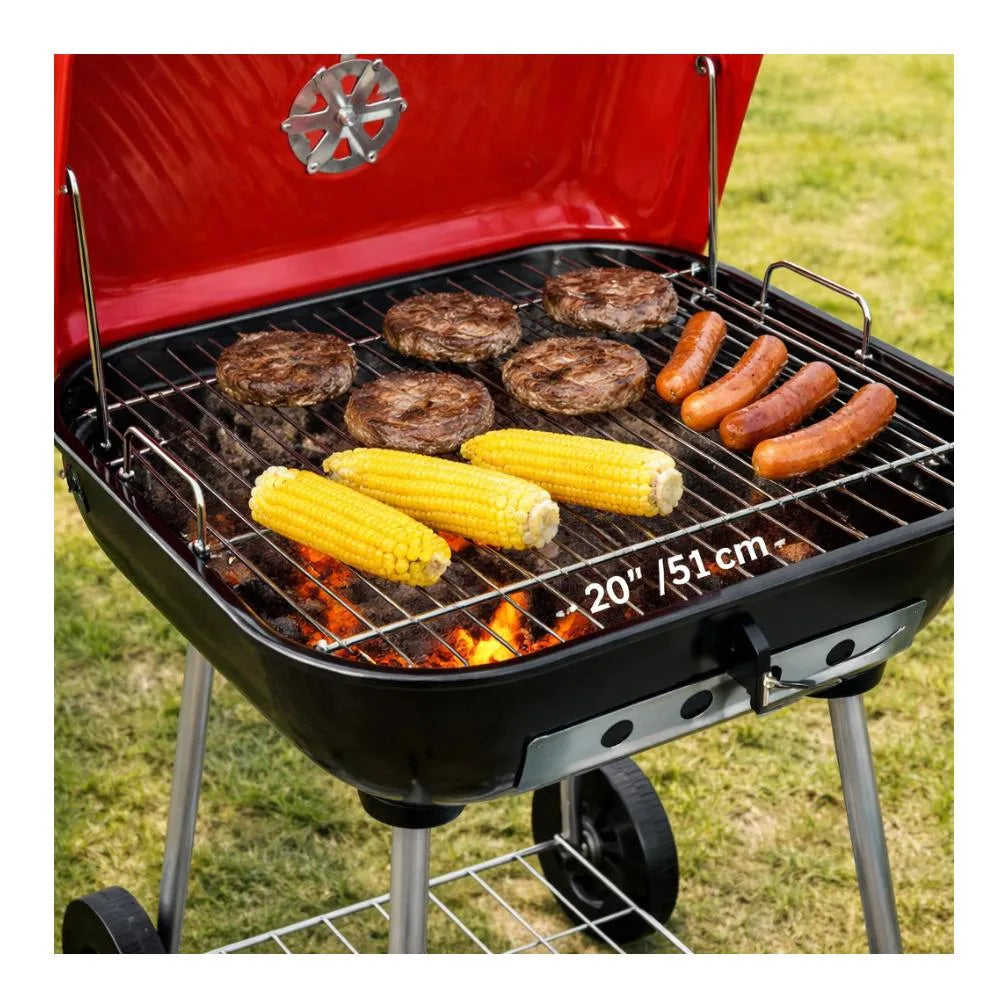 Asador Parrilla A Carbón Transportable Ruedas Gran Capacidad