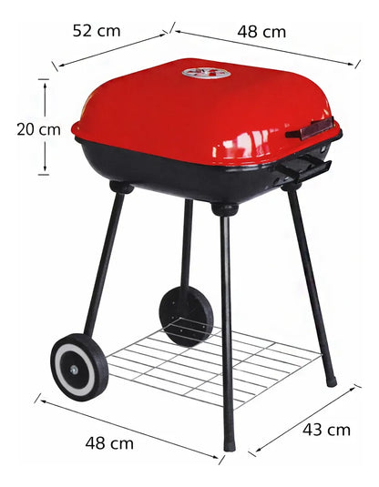 Asador Parrilla A Carbón Transportable Ruedas Gran Capacidad