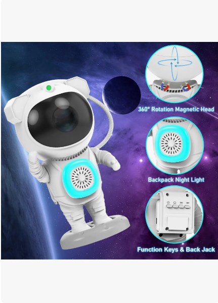 Astronauta Proyector De Galaxias Con Parlante Bluetooth