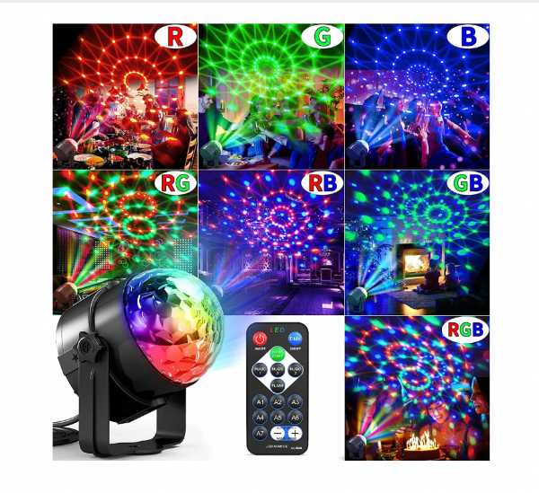Bola Disco Luz Ritmica Remoto 7 Modos Luces