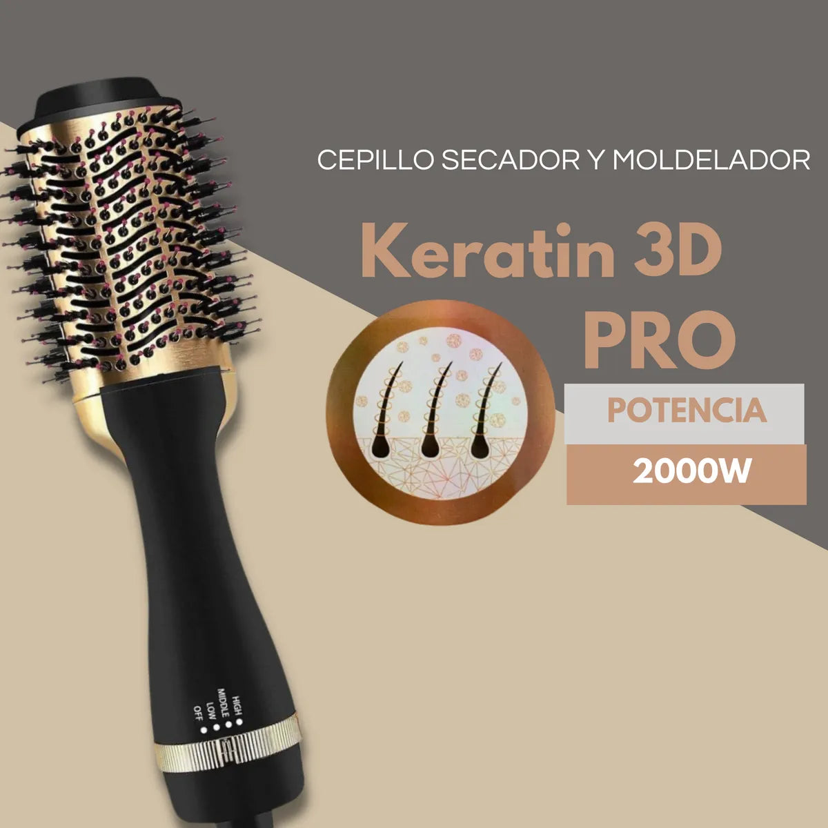 Cepillo secador Keratina-Aguacate