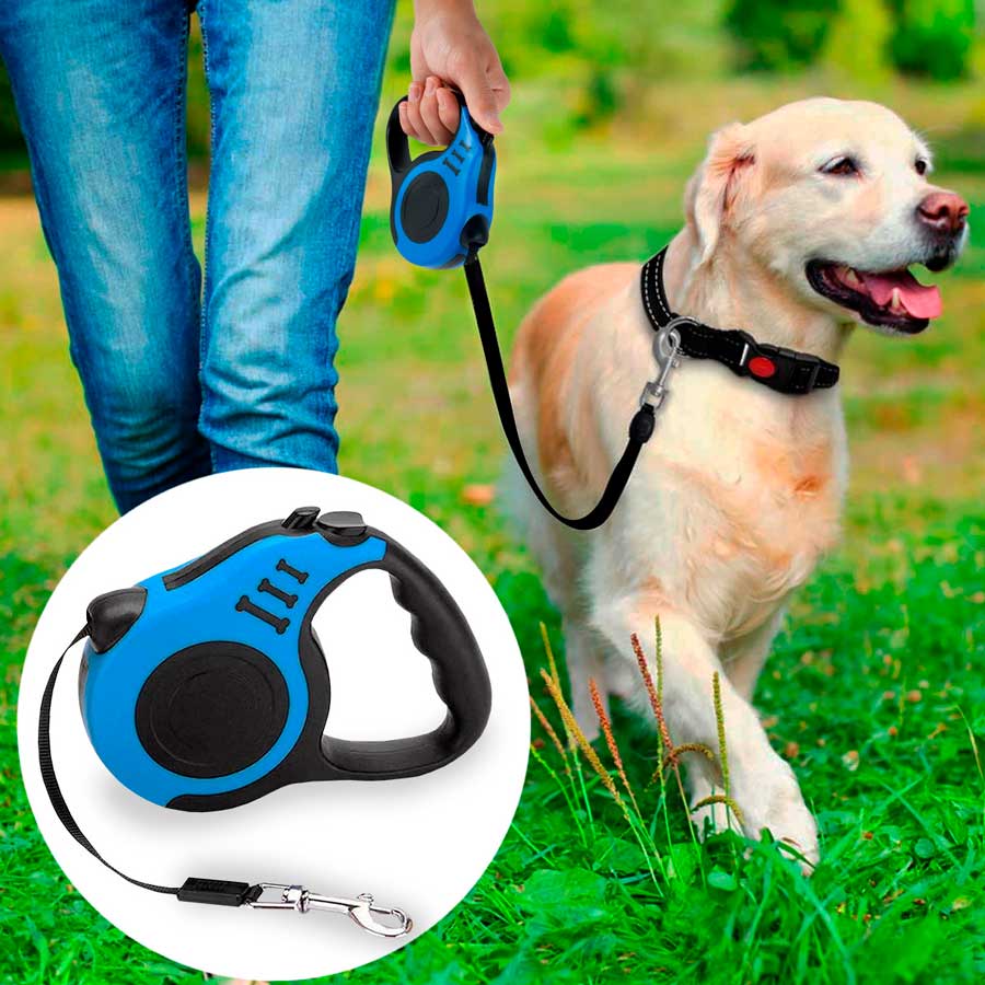 Correa retráctil automática para perros y gatos 3m