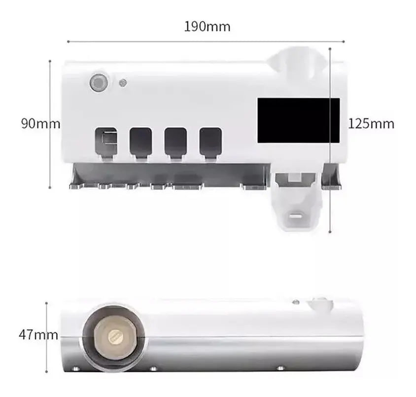 Esterilizador de cepillos de dientes con luz UV y dispensador automático de crema dental