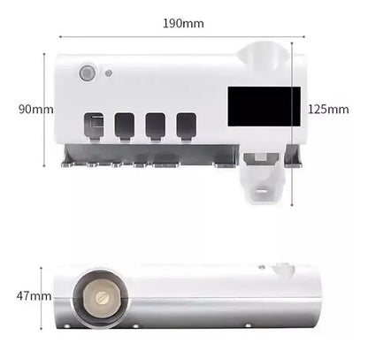 Esterilizador de cepillos de dientes con luz UV y dispensador automático de crema dental