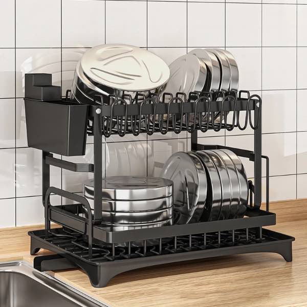 Escurridor de platos de 2 niveles