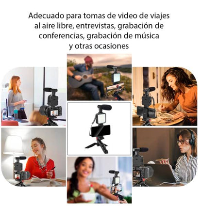Kit De Grabación Estabilizador Luz Led Y Micrófono