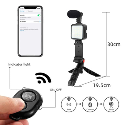 Kit De Grabación Estabilizador Luz Led Y Micrófono