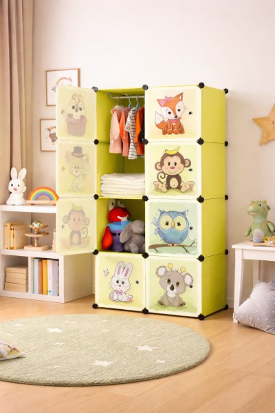 Cajas Organizador De Ropa Colgar Estante Closet Armario Niño Color verde