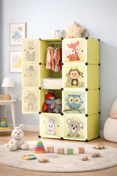 Cajas Organizador De Ropa Colgar Estante Closet Armario Niño Color verde
