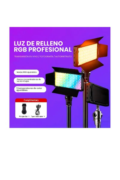 Panel De Luz Pro Led Para Fotografia y Videos RGB