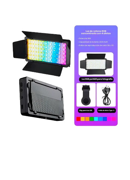 Panel De Luz Pro Led Para Fotografia y Videos RGB