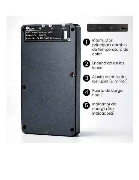 Panel De Luz Pro Led Para Fotografia y Videos RGB