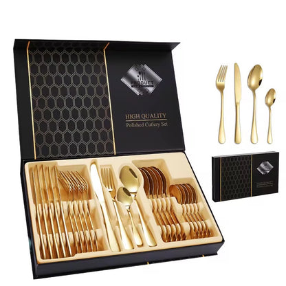 Set cubiertos Dorado 24 Pcs