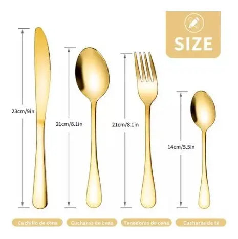 Set cubiertos Dorado 24 Pcs