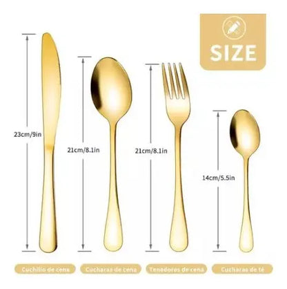 Set cubiertos Dorado 24 Pcs