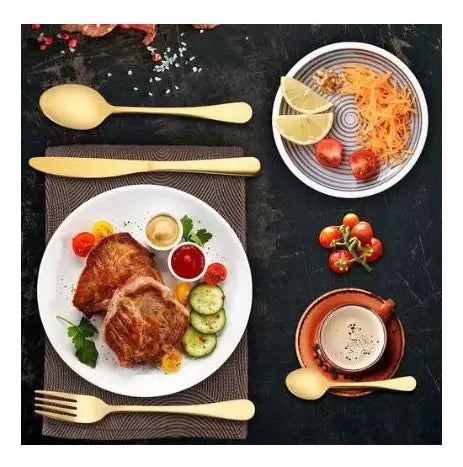 Set cubiertos Dorado 24 Pcs